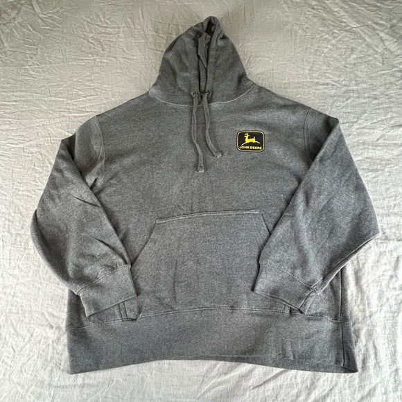 John Deere Tops - John Deere Womens Gray Floral Logo‎ Pullover Hoodie Sweatshirt Large Heathered
